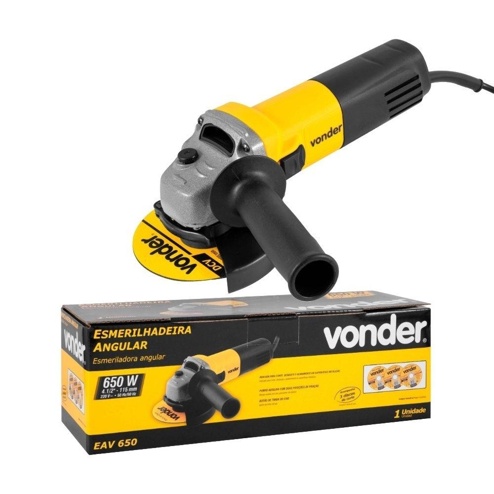 Esmerilhadeira Angular Vonder 4.1/2" com Disco 650W 220V