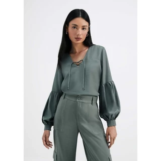 Blusa Feminina Oversized Manga Longa Decote V Hering