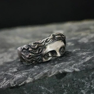 Anel De Máscara Vênus Criativo Para Homens Alívio De Prata Antigo Vintage Anéis Ajustáveis Jóias Masculinas