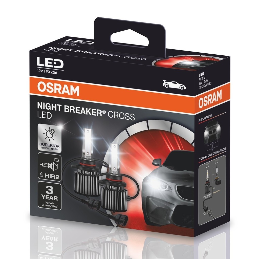 Par Lâmpada Osram Led Night Breaker Cross HIR2 6000K Super Branca