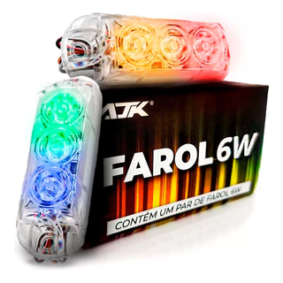 Par de Strobos Farol LED Ritmico de 6w Novo rgb Som ajk para Caixa Trio Bob Paredão