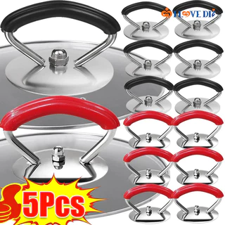 1/3/5 Pçs Tampa De Panela De Aço Inoxidável Alça De Elevação-Cozinha Botão Resistente Ao Calor-Acessórios De
