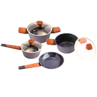 Conjunto De Panelas Cabo Carvalho Antiaderente 4 Peças