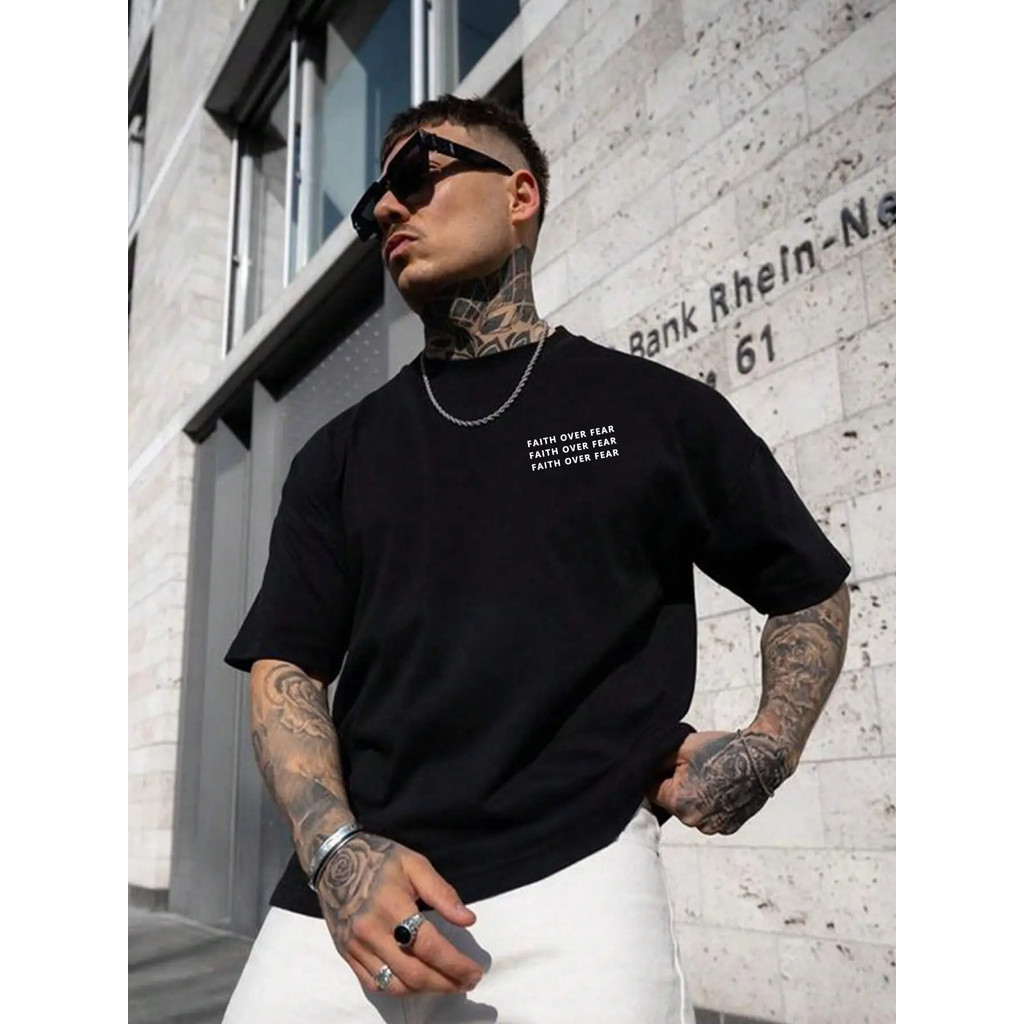 Camiseta Oversized Streetwear Faith Over Fear