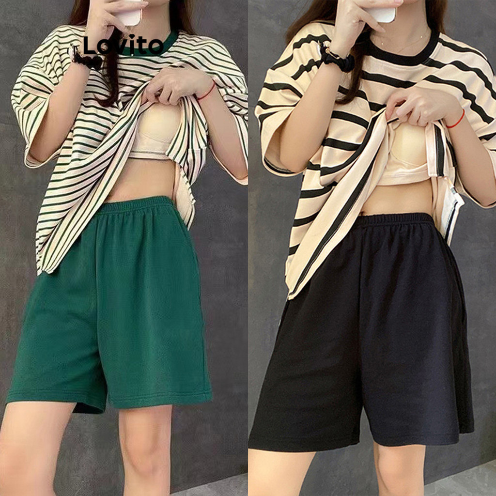 Lovito Conjunto De Pijama Listrado Casual Para Mulheres LNE49506