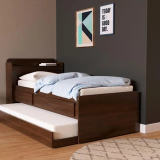 Bicama de Solteiro com Bau e 2 Gavetas MDF Onix Shop Jm Jacaranda