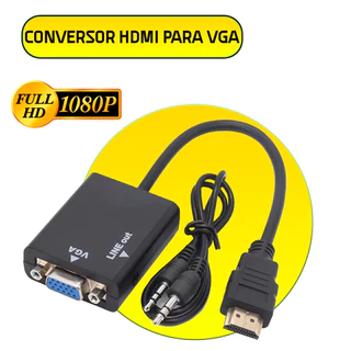 Cabo Conversor Hdmi Para Vga Com Cabo P2 D Audio 1080p Adaptador