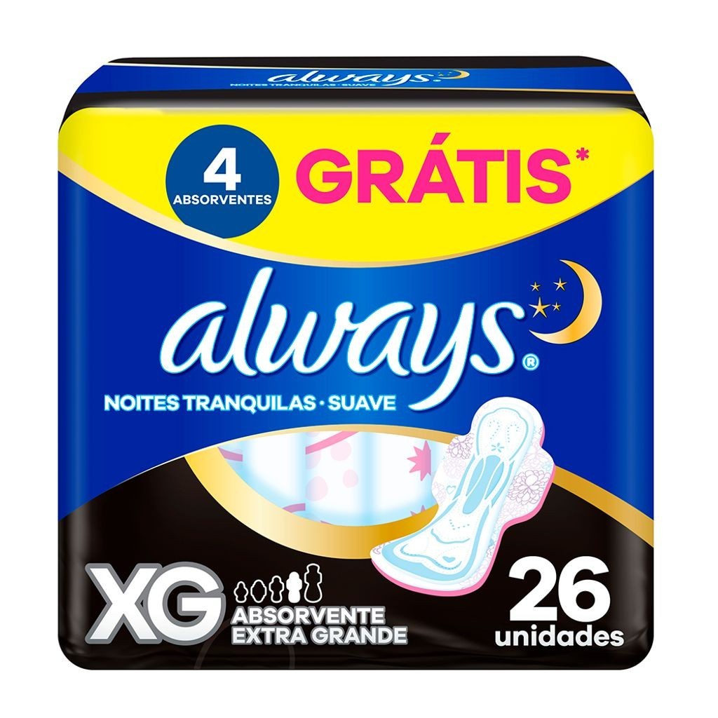 Absorvente Always Noturno Suave Xg Com 26 Unidades | Shopee Brasil