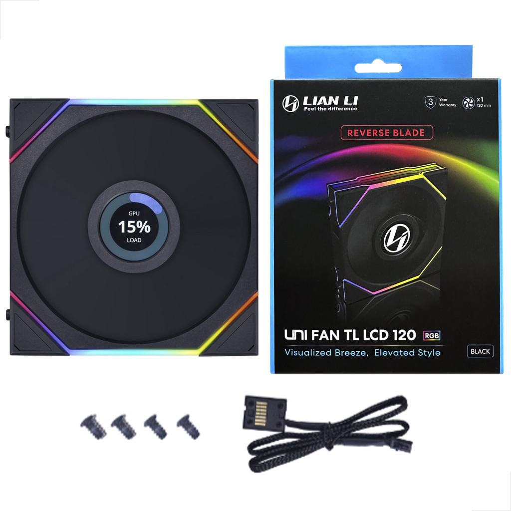 Cooler Lian Li UNI FAN TL LCD 120 Reverse RGB Preto 120mm Cooler Lian Li UNI FAN TL LCD 120 Reverse RGB Preto 120mm