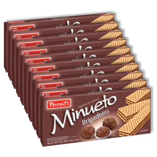Pack 10un Biscoito Wafer Recheado Parati Minueto com Recheio Sabor Brigadeiro 115g - Kit 10x115g