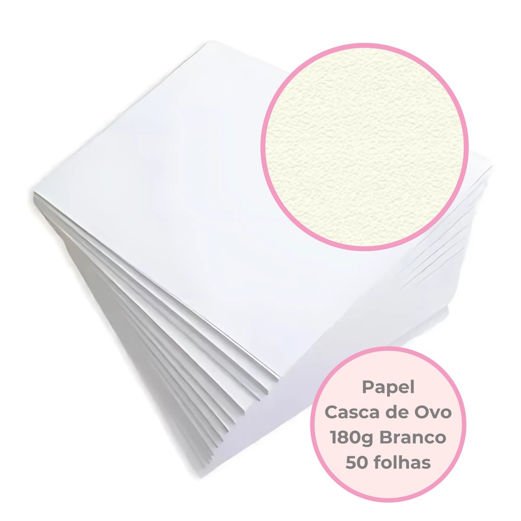 Papel Casca de Ovo Branco Texturizado A4 180g Pct c/ 50 folhas | Shopee ...