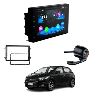 Central Multimídia CarPlay Mp5 2 Din 7 Polegadas + Câmera de Ré Borboleta + Moldura 2din Onix 13-19