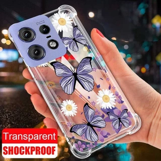 Motorola MOTO Edge 50 Pro edge50 Little Daisy Full Clear Crystal Casing Butterfly Flower Saco De Ar À Prova De Choque Capa De Geléia