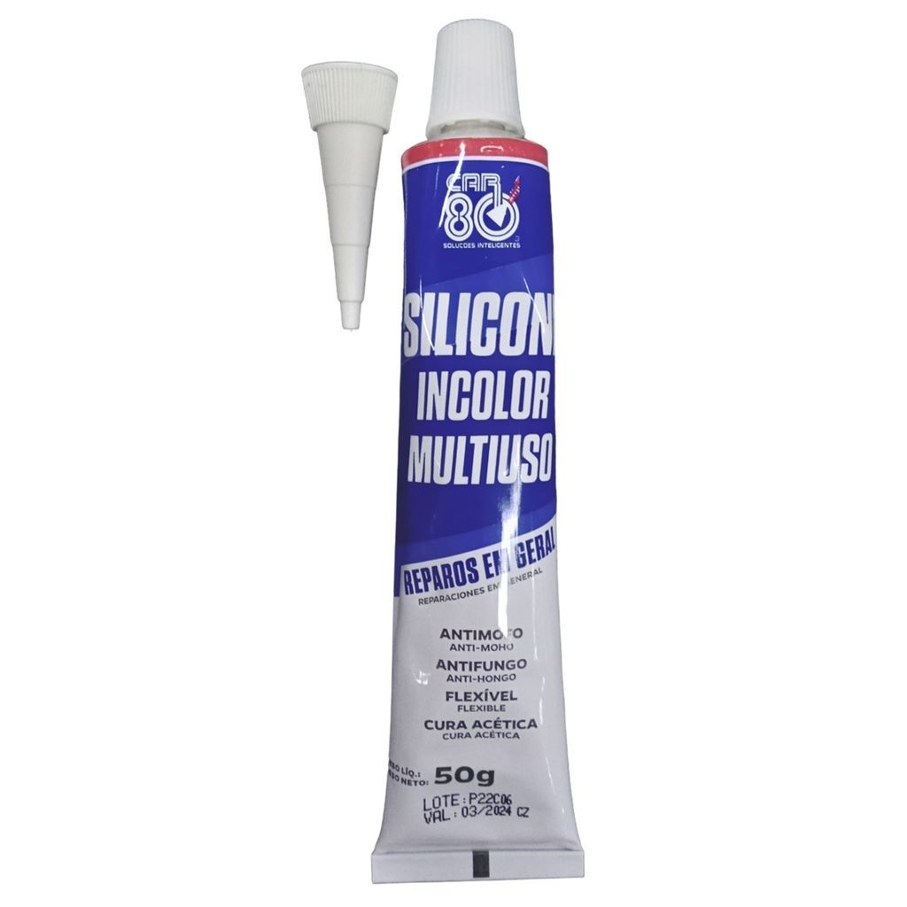 Silicone Acético Incolor Multiuso CAR80 - 50g | Shopee Brasil