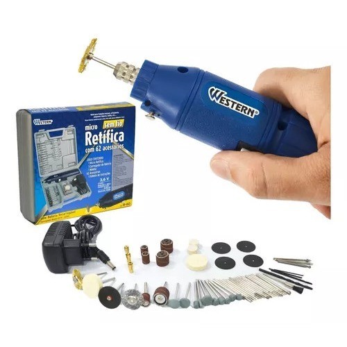 Micro retífica Western Profissional a bateria com 62 acessorios ...