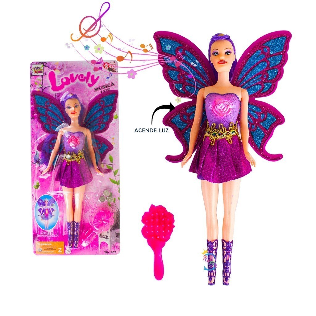 Boneca Fada Candy Fairy Bate As Asas Colors Com Pente Tipo Barbie com ...