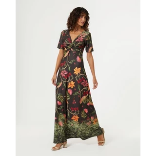 Vestido Longo Estampado Floral Degrade - Verde Militar