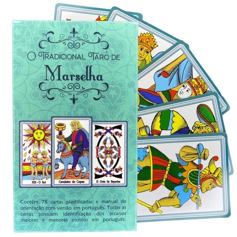 Baralho Tarot de Marselha Completo e Plastificado 78 Cartas + Presente ...