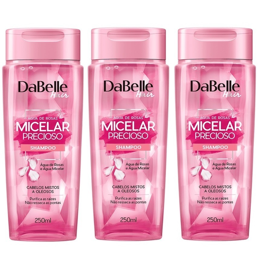 Kit 03 Shampoo Dabelle Hair Micelar Precioso - Cabelos Mistos a Oleosos ...