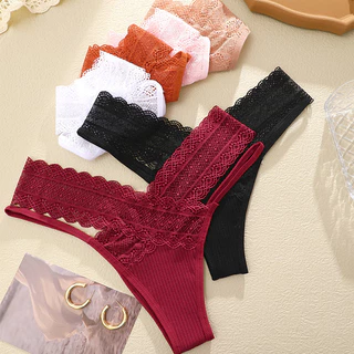 Calcinha Brasileira De Cintura Alta Sexy Lace Underwear Lingerie Cor Sólida