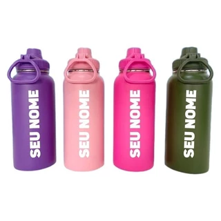 Garrafa De Água 1000ml 1L Dupla Camada De Aço Inoxidável Isolado Nome Personalizado Garrafa Térmica