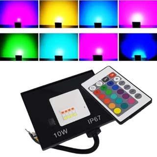 Refletor 20W LED SMD Slim Mini Holofote RGB Colorido IP67 Bivolt COM Controle
