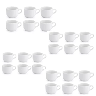 Kit com 24 xícaras de chá lisa branca - 150ML