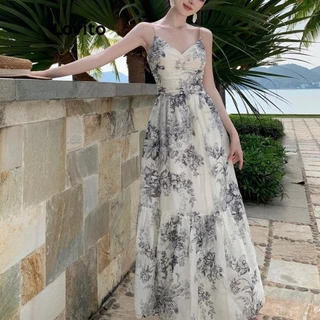 Lovito Vestido casual Ditsy floral drapeado com estrutura para mulheres LNM63032