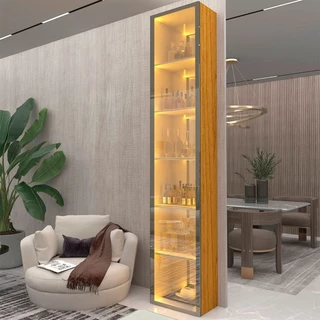 Cristaleira 1 Porta Reflecta com Fita Led com Espelho Luminare 100% Mdf