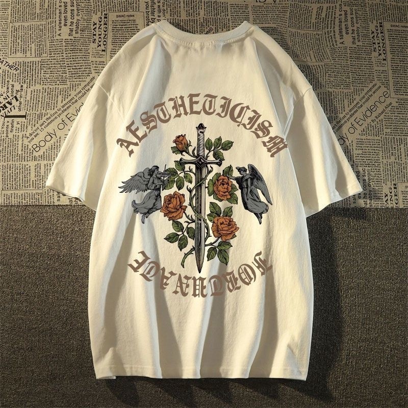 Camiseta Sword Angel Roses Streetwear Camisa Style Tumbler Plus Size - Envio Imediato - GM Modass