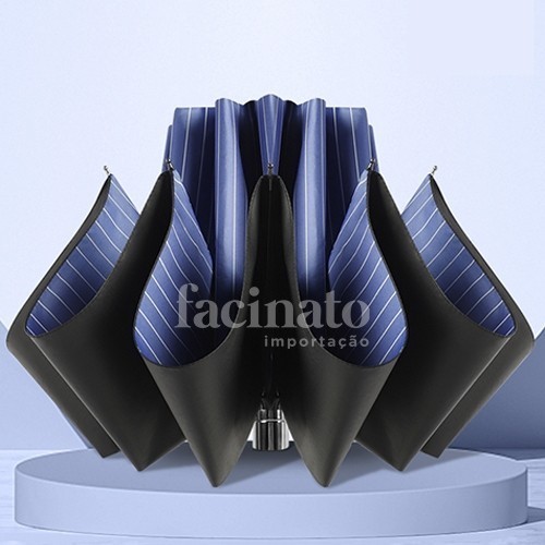 Guarda Chuva Grande Reforçado Contra Vento Cabe Na Bolsa Proteção Solar listrado