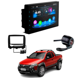 Central Multimídia CarPlay Mp5 2 Din Faaftech 7 Polegadas + Câmera de Ré Borboleta + Moldura 2din Strada Adventure