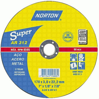 Disco de corte para metal 7" x 1/8" x 7/8" - AR312 - Norton