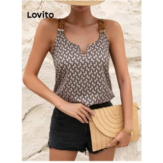 Lovito Boho Blusa Feminina com Fivela Estampa Geométrica LNL45026