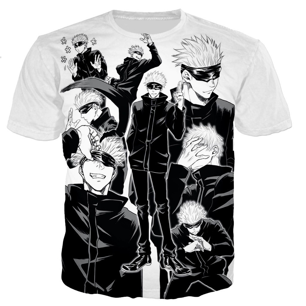 Jujutsu Kaisen Satoru Gojo TMEN's T-shirt/Fêmea 3D Print Moda Lazer Harajuku Estilo Camisa streetwear airdrop top
