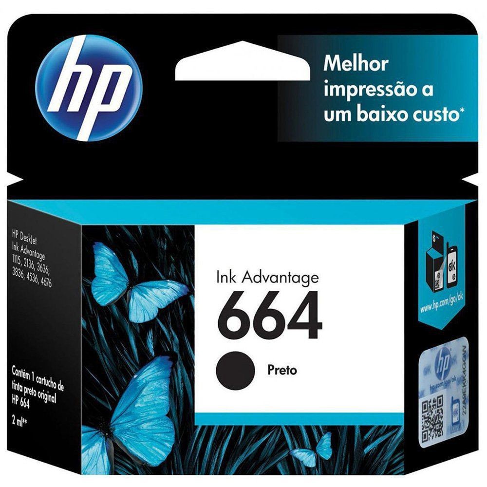 Cartucho Hp 664 Preto Para Impressora Deskjet Ink Advantage 2774 ...