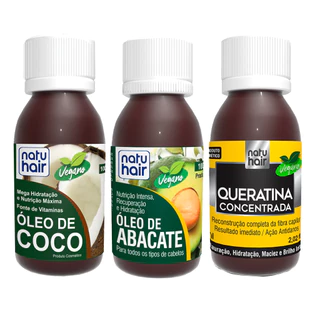 Kit Cronograma Capilar Óleo de Coco + Abacate + Queratina 60ml