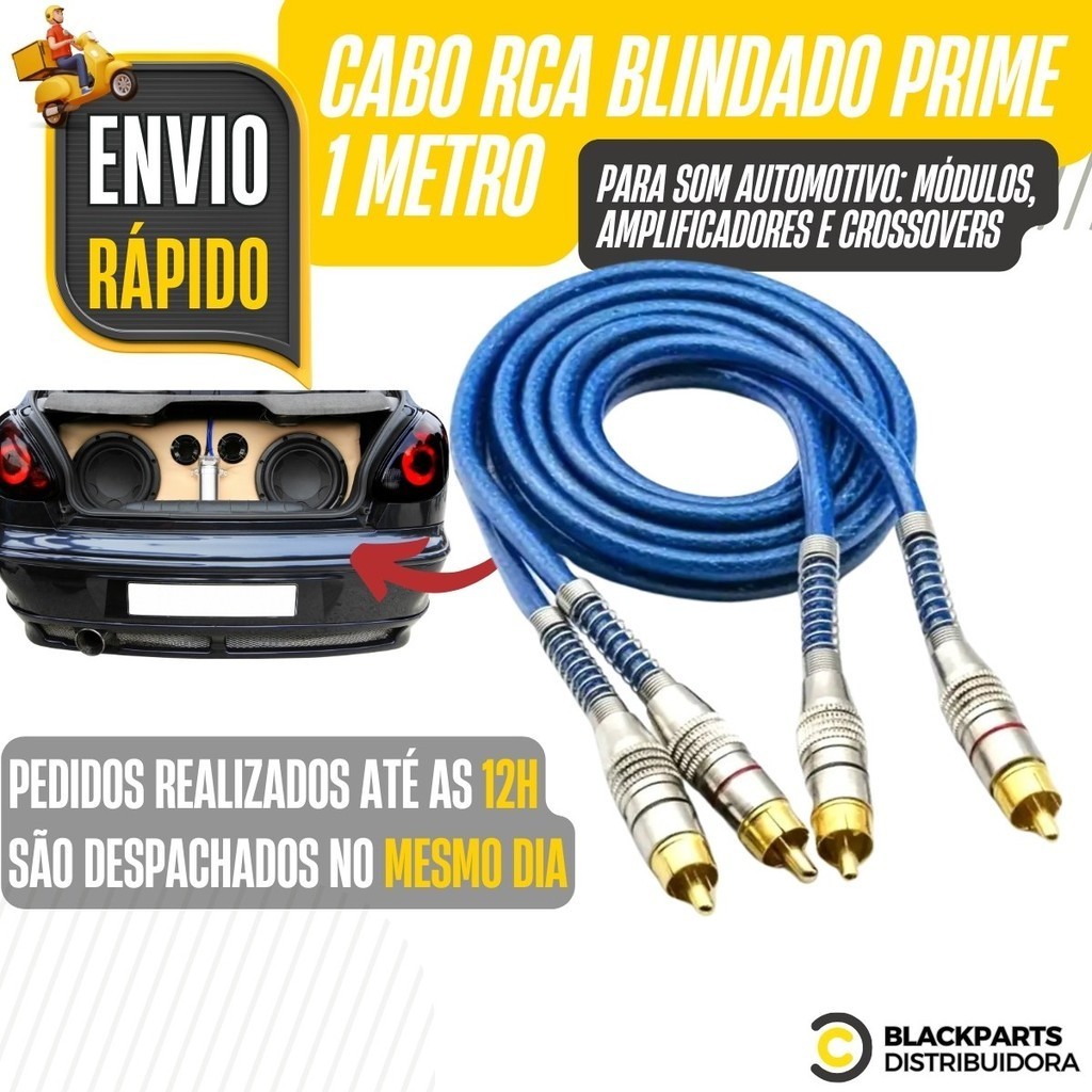 Cabo Rca Blindado Metro Azul Dupla Blindagem M Som Shopee Brasil