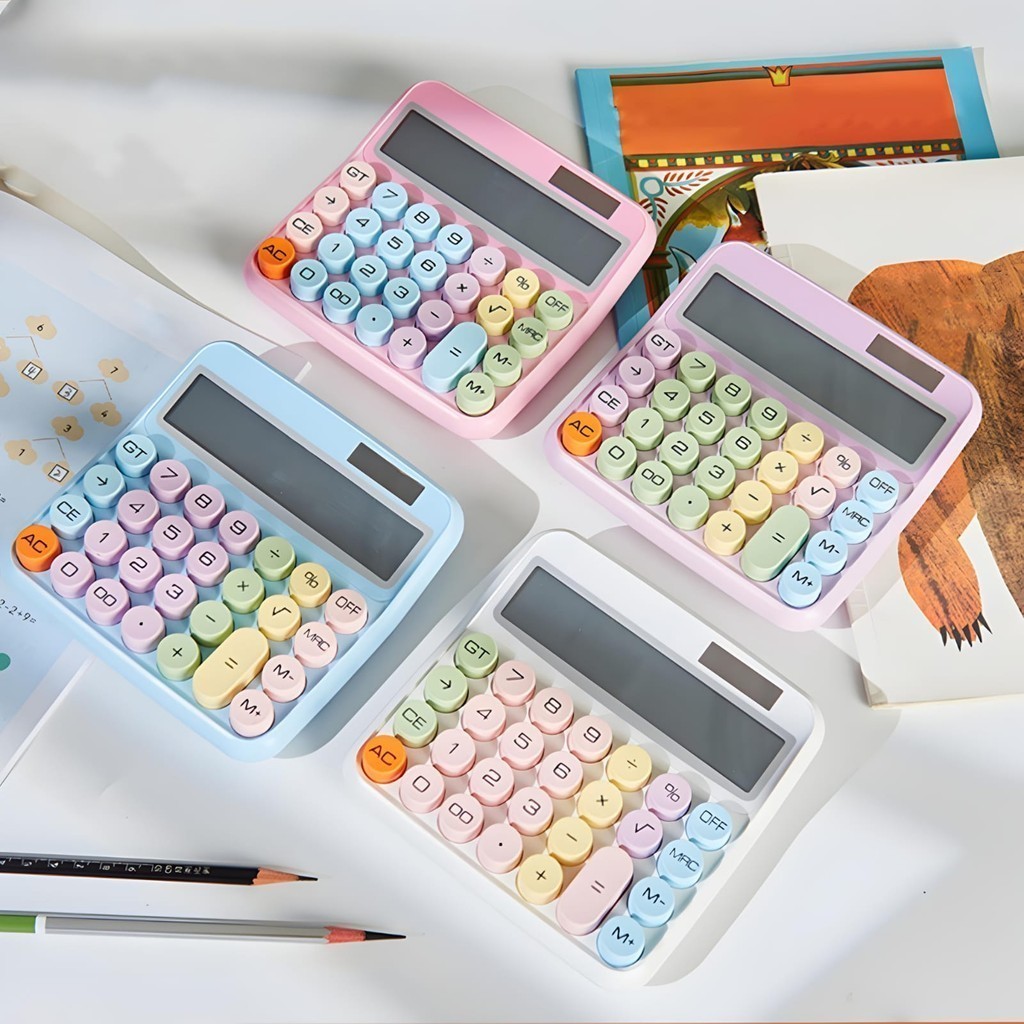 Calculadora Degradê Kawaii Estilo Retrô 12 Dígitos Colorida AK-J039