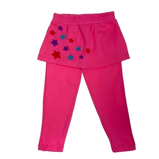 Calça infantil rosa escuro com saia bordado estrelas