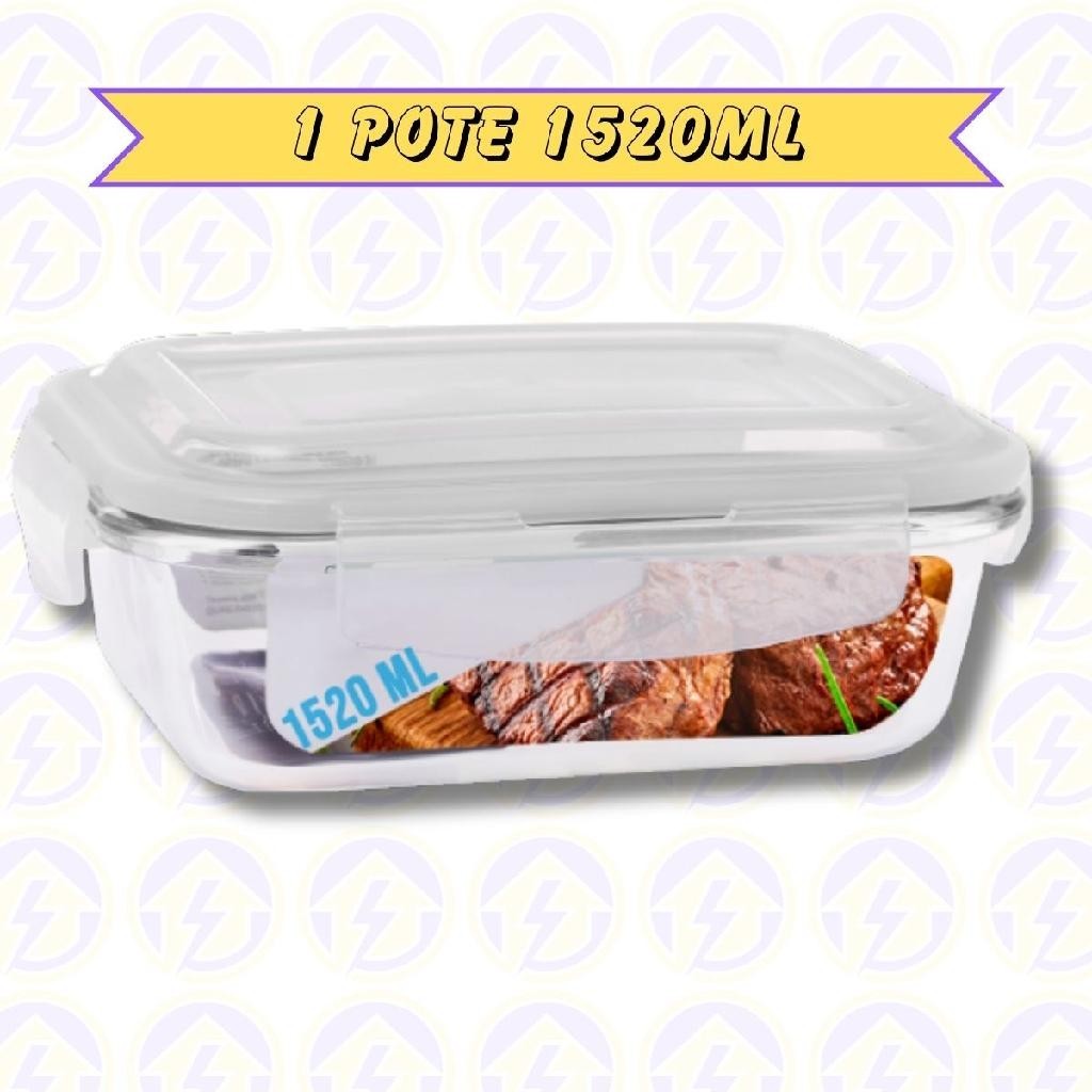 1 Pote Vidro Hermetico 1520ML - Forno Airfryer Microondas Marmita