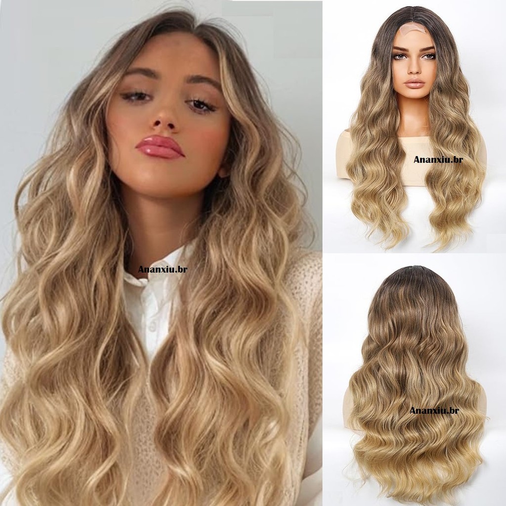 43 Lace Peruca loira cabelo humano cacheado natural moda Perucas ...