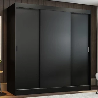 Guarda-Roupa Casal Madesa Reno 3 Portas de Correr - Preto