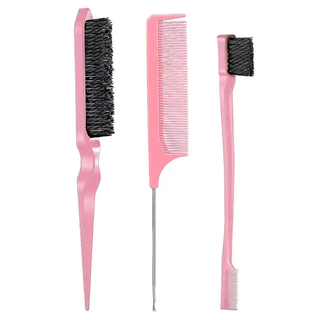 KIT 3un PENTES SEPARADOR DE MECHA + ESCOVA BABY HAIR + ESCOVA DE PENTEADO em Oferta na Shopee