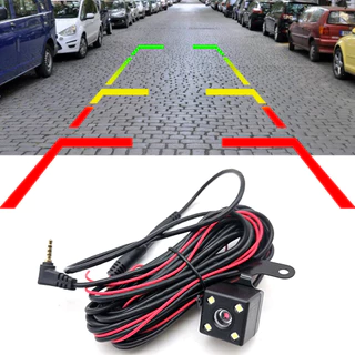 Câmera de Ré Universal para Carro 4 LEDs Visão Noturna com Cabo de Extensão de 5 Pinos para Dashcam