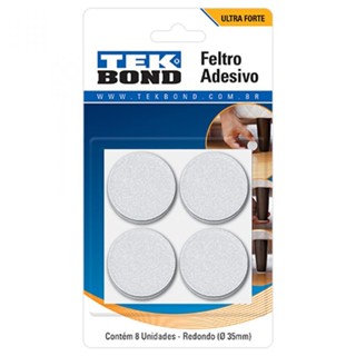 Feltro protetor adesivo redondo 35 mm com 8 unidades - TekBond (Branco)