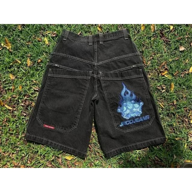 90s 00s Macgear rave shorts y2k ストリート Y2K JNCO Bordados Padrões Hip Hop Loose Shorts Homens Mulheres