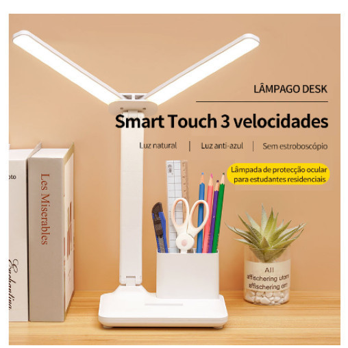 Luminaria Mesa Com 3 Modos Recarregável Abajur Luminária Estudo Articulável Led Leitura Infantil Usb Sem Fio