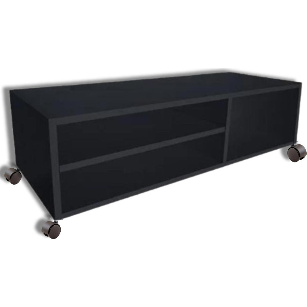 Rack Moderno Para Sala Com Rodinhas 90cm Preto