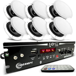 Kit Receiver THS 1000 + 6 Arandelas 80w Som Ambiente Teto Taramps